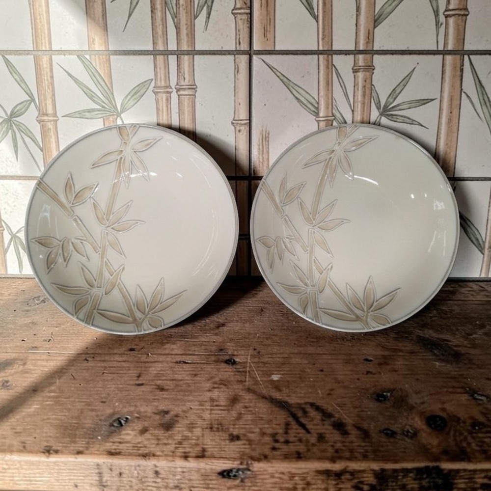 Florida Marketplace Bamboo Design Cereal Bowls,‎ Set of 2, Dinnerware, Tableware